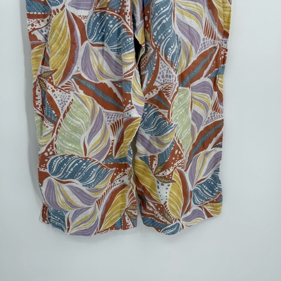 C & C California Pants Womens Size XL Floral Linen Wide Leg Pull On Casual Beach - Picture 9 of 11